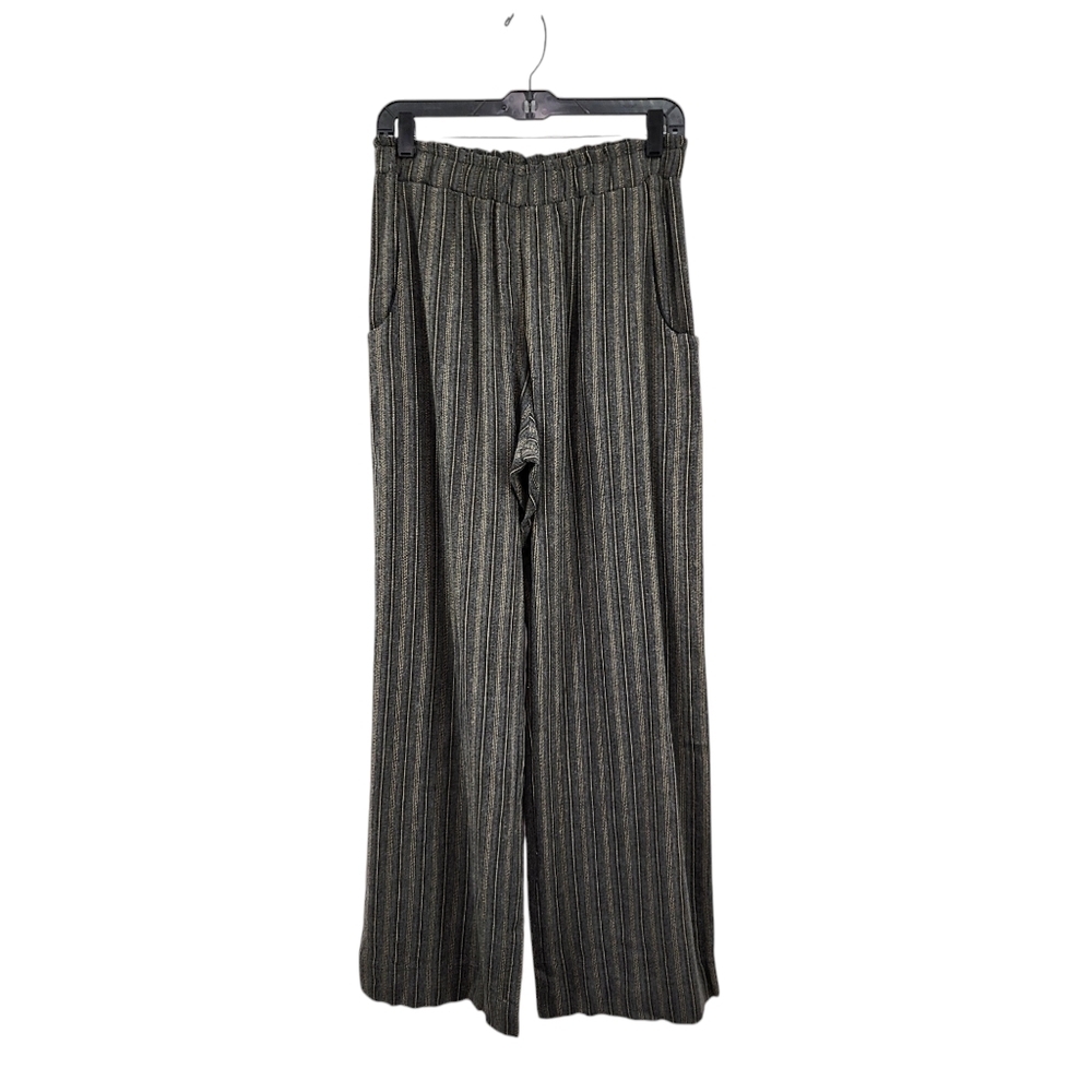 Amy Rigg Women's Wool Blend Stripes Wide Leg Pants - L